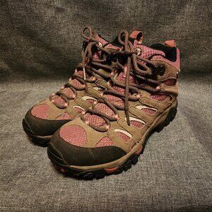 Women's Size 8 Merrell Moab Boulder/Blush Select Dry Lace Up Hiking Boots